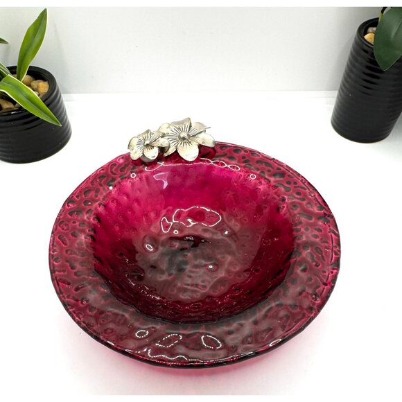 Cracker Barrel Vintage Purple textured Glass Candy Dish - Picture 1 of 6